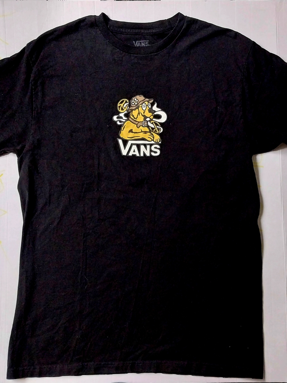 Vans Black Graphic Logo Tee with Yellow Graphic